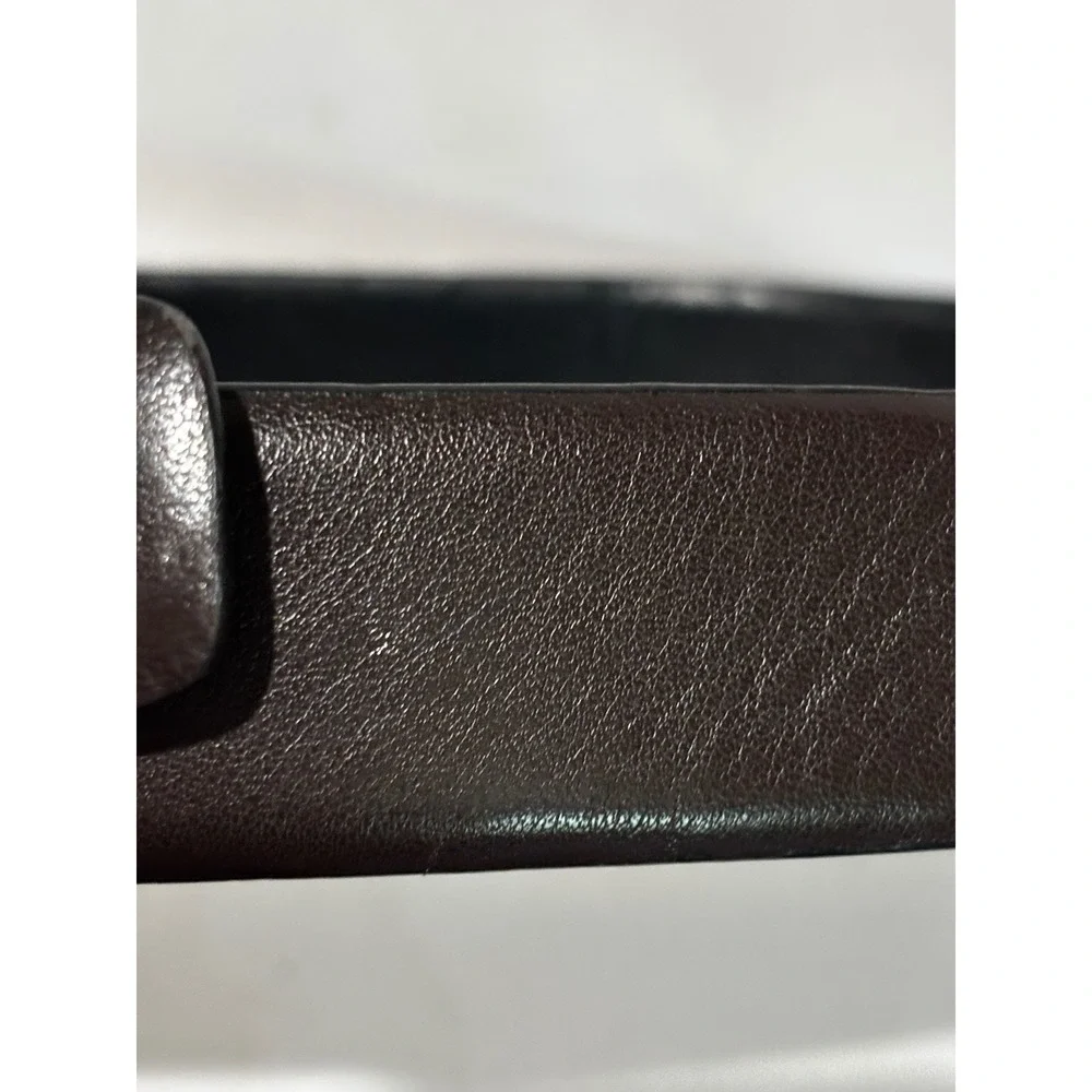 Dark Brown faux Leather Handcrafted Belt Gunmetal Plaque‎ Buckle Size 38/95 ABF